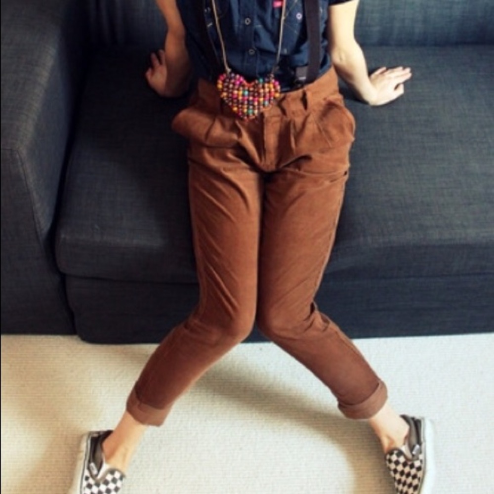 27  M corduroy suspenders pants vintage style